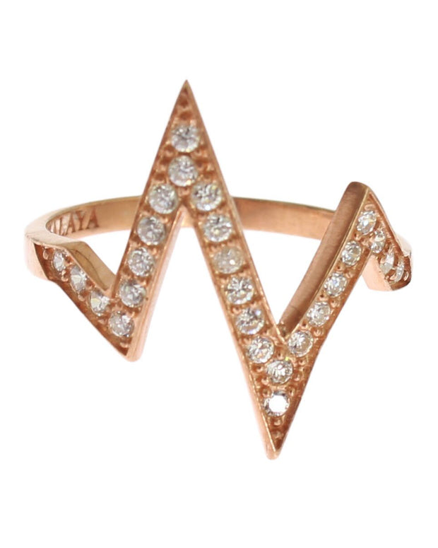 Elegant Pink Crystal Encrusted Silver Ring