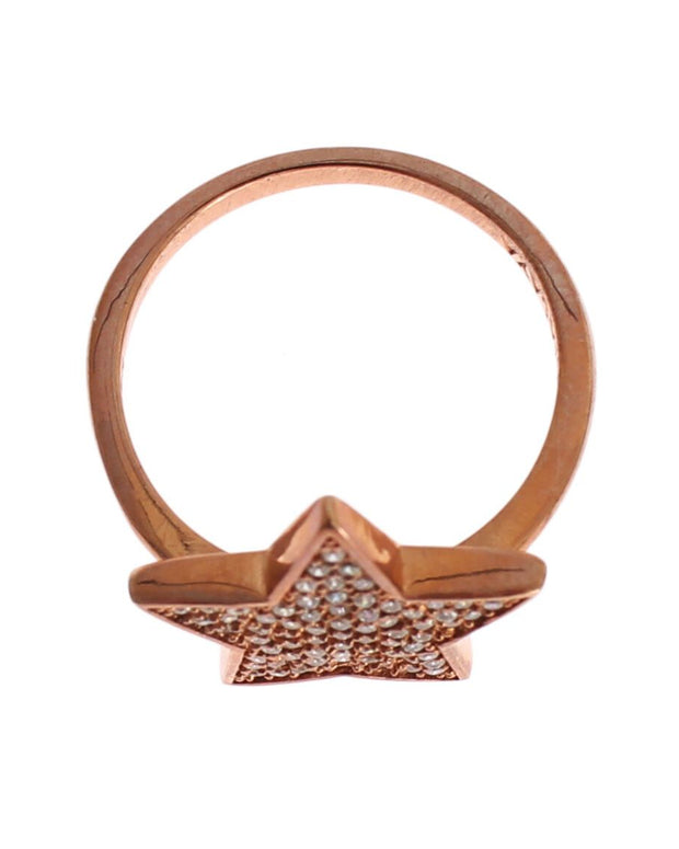 Dazzling Pink Gold Plated Sterling Silver CZ Ring