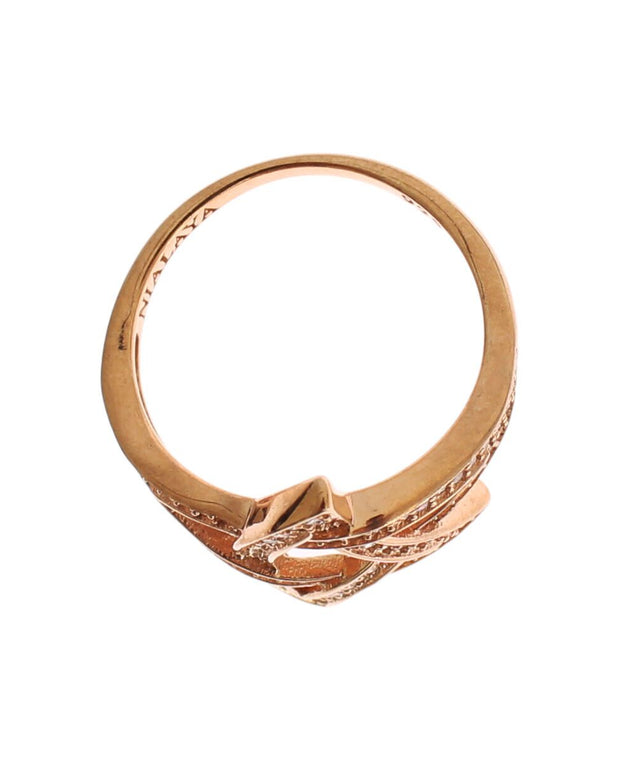 Pink Gold Plated Silver CZ Crystal Ring
