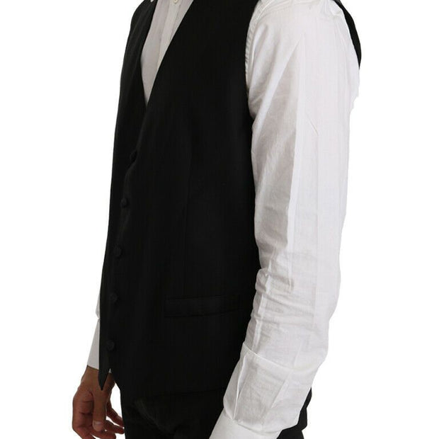 Elegant Black Formal Wool Blend Vest