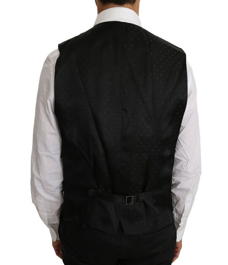 Elegant Black Formal Wool Blend Vest