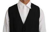 Elegant Black Formal Wool Blend Vest