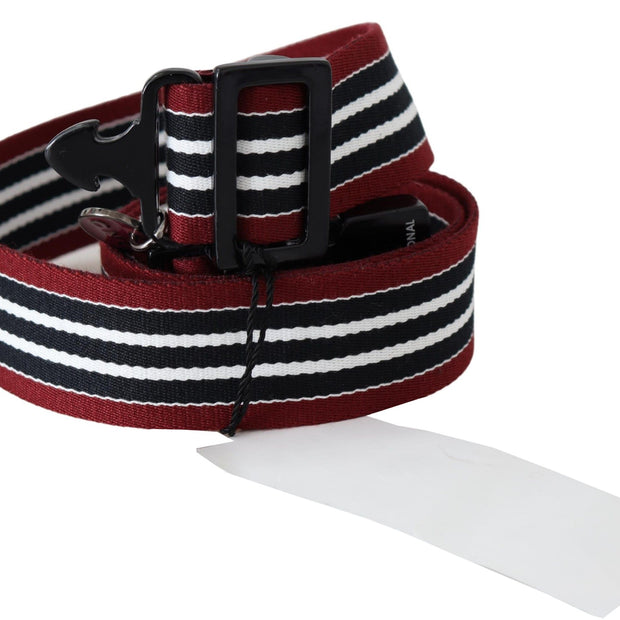 Striped Leather Fashion Belt in Black & Red