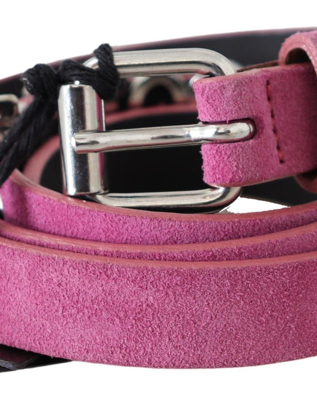 Pink Silver Chrome Metal Buckle Waist Belt