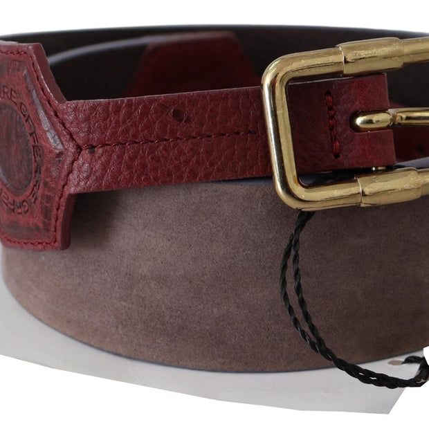 Elegant Brown Leather Belt with Gold Buckle