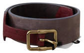 Elegant Brown Leather Belt with Gold Buckle