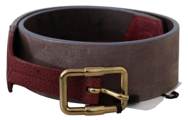 Elegant Brown Leather Belt with Gold Buckle