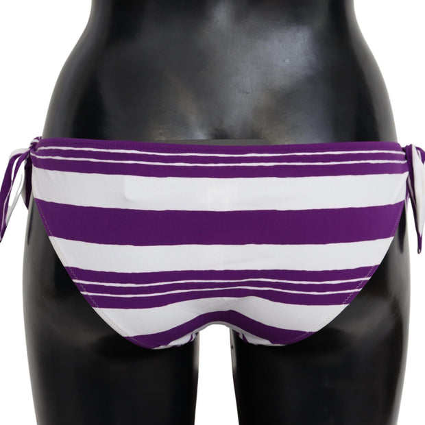 Chic Striped Bikini Bottom - Effortless Poolside Glamour