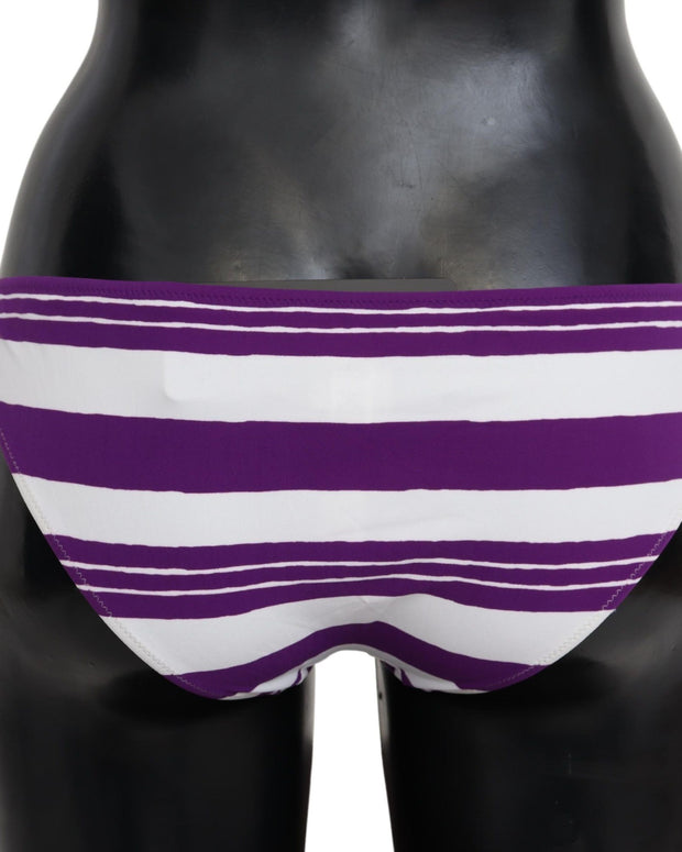 Purple White Stripes Beachwear Bikini Bottom