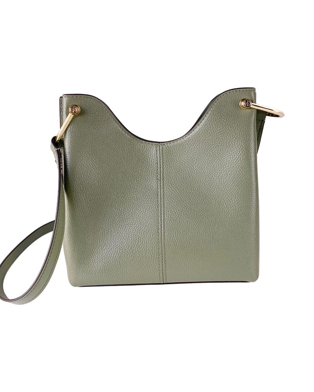 Joan Large Perforated Suede Leather Slouchy Messenger Handbag (Army Green)