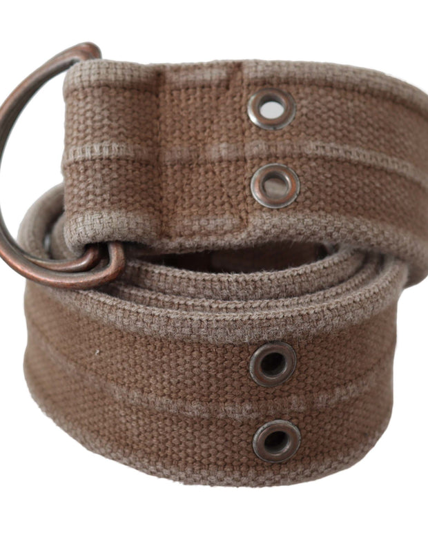 Beige Leather Logo Belt Sling Cintura Buckle Belt