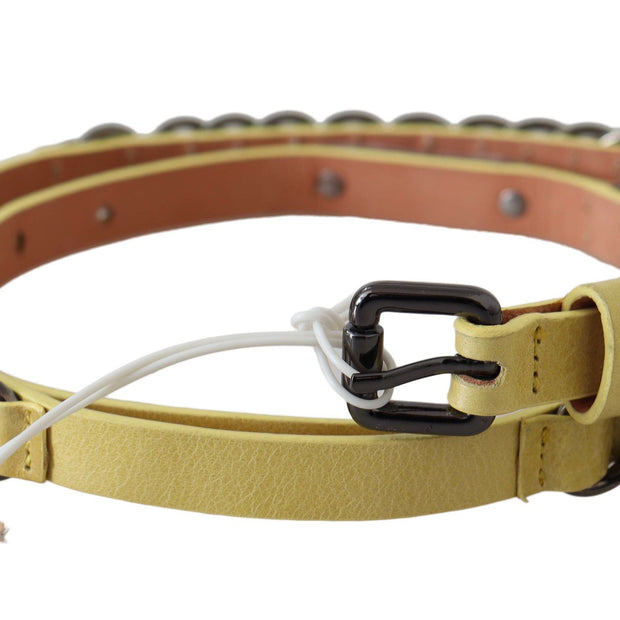 Chic Yellow Leather Skinny Belt