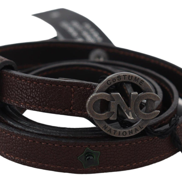 Elegant Brown Leather Belt with Rustic Hardware