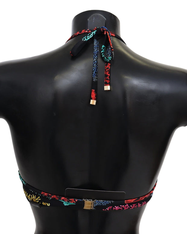 Black Corals Print Women Beachwear Bikini Tops
