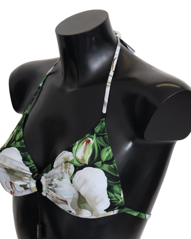Multicolor Floral Print Halter Swimwear Bikini Top
