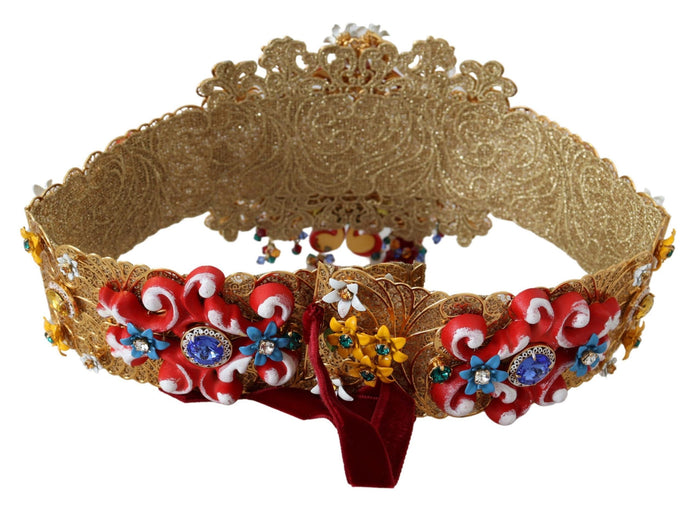 Gold-Tone Floral Crystal Waist Belt