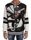 White Jazz Sequined Guitar Pullover Top Sweater