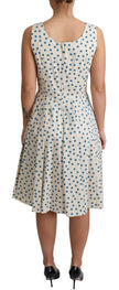 Elegant Beige Polka Dot A-Line Sleeveless Dress