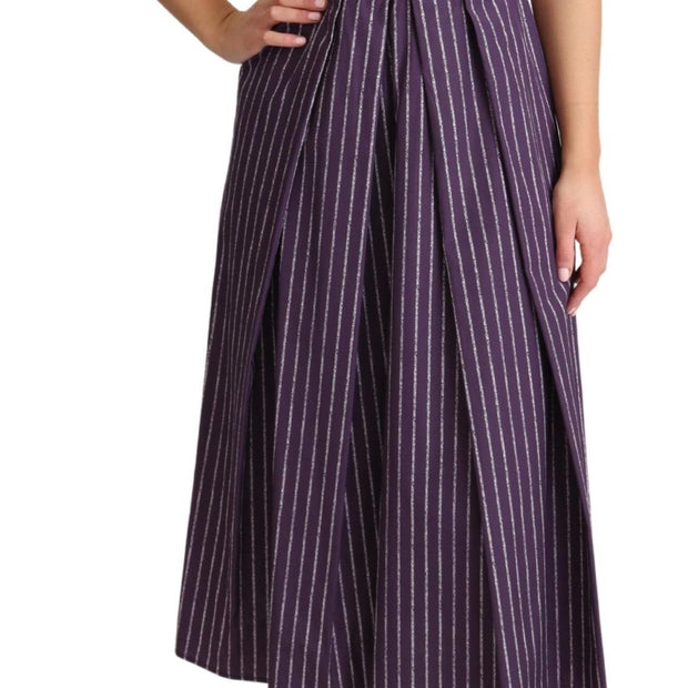 Elegant Sleeveless A-Line Purple Stripe Dress