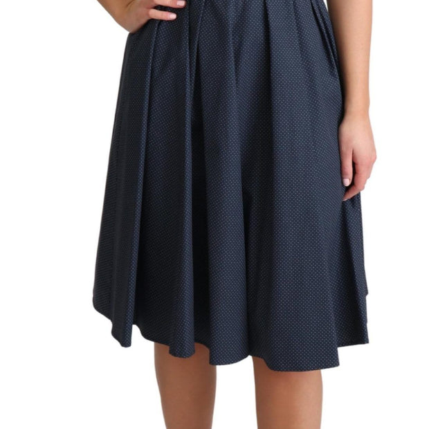 Elegant Polka-Dotted Blue A-Line Dress