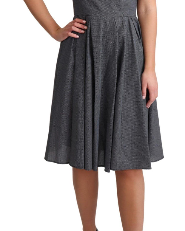 Black Polka Dotted Cotton A-Line Dress
