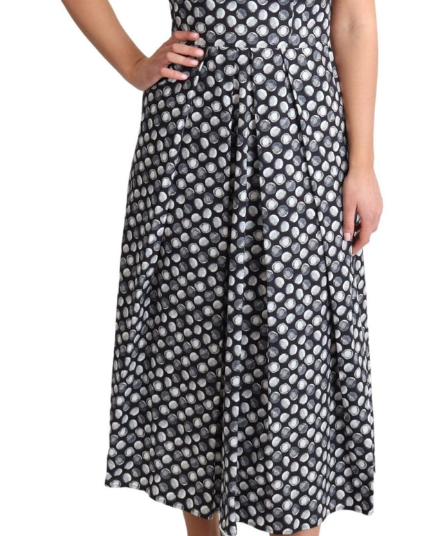 Blue Geometric Cotton A-Line Gown Dress