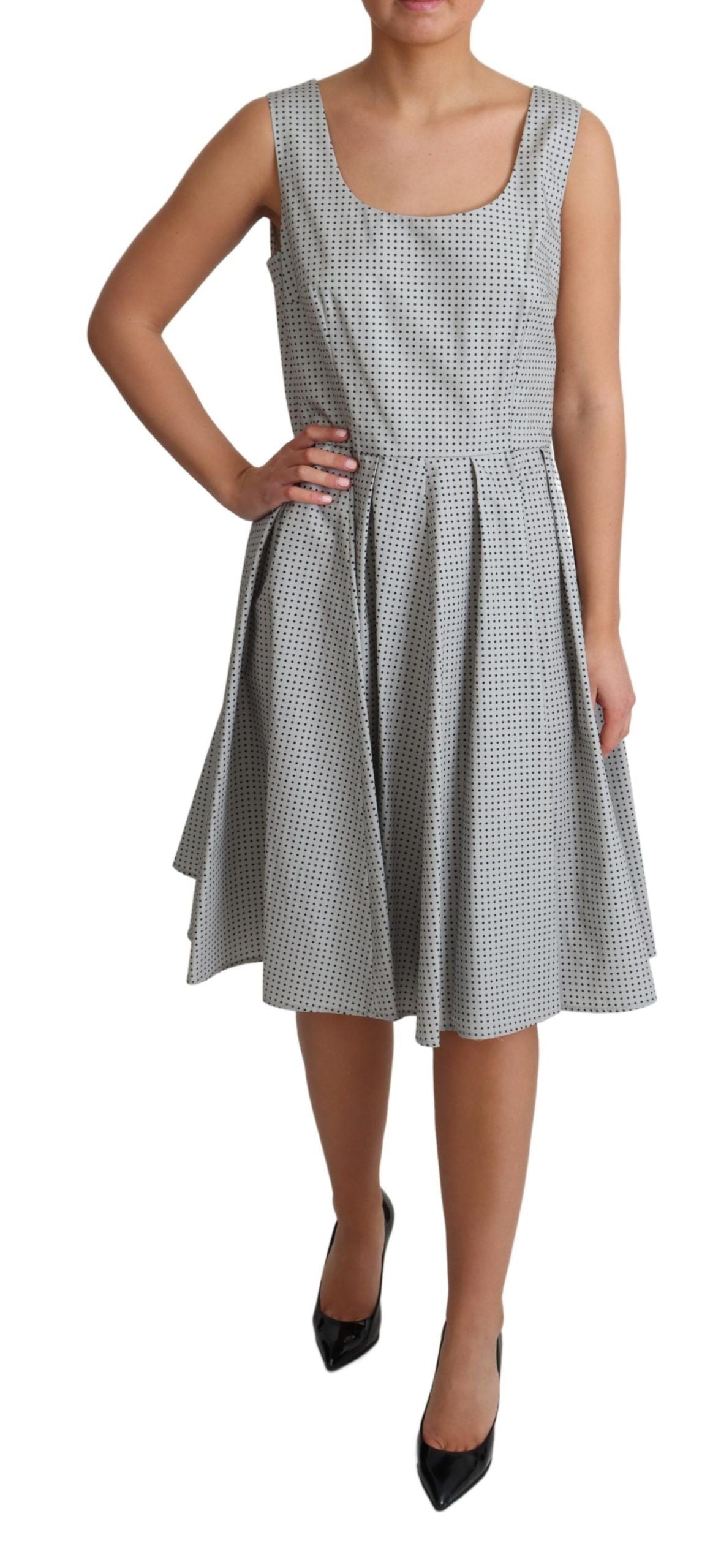 Chic Polka Dotted Sleeveless A-Line Dress