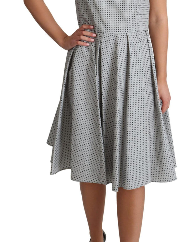 Gray Polka Dotted Cotton A-Line Dress