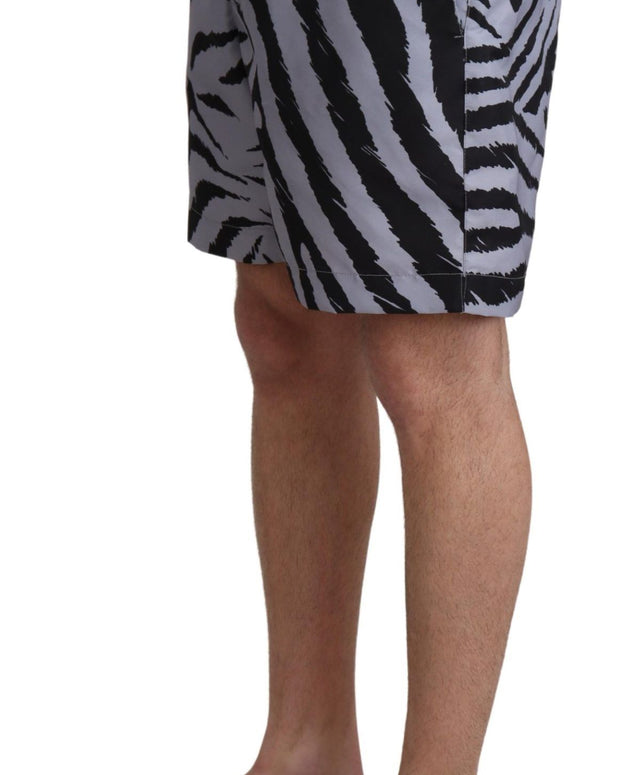 Gray Zebra Print Beachwear Shorts