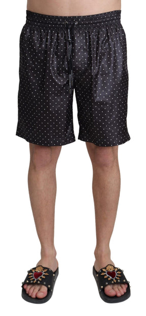 Chic Black Polka Dot Men's Swim Trunks