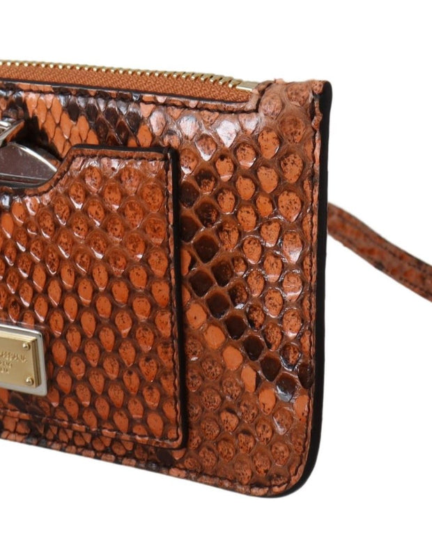 Brown Leather Coin Purse Wristlet Mirror AGNESE Wallet