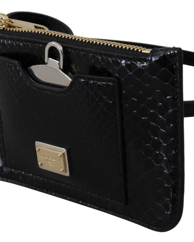 Black Leather Coin Purse Wristlet Mirror Agnese Wallet