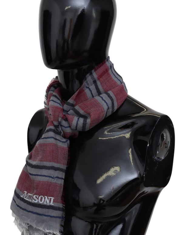 Elegant Multicolor Striped Wool Scarf