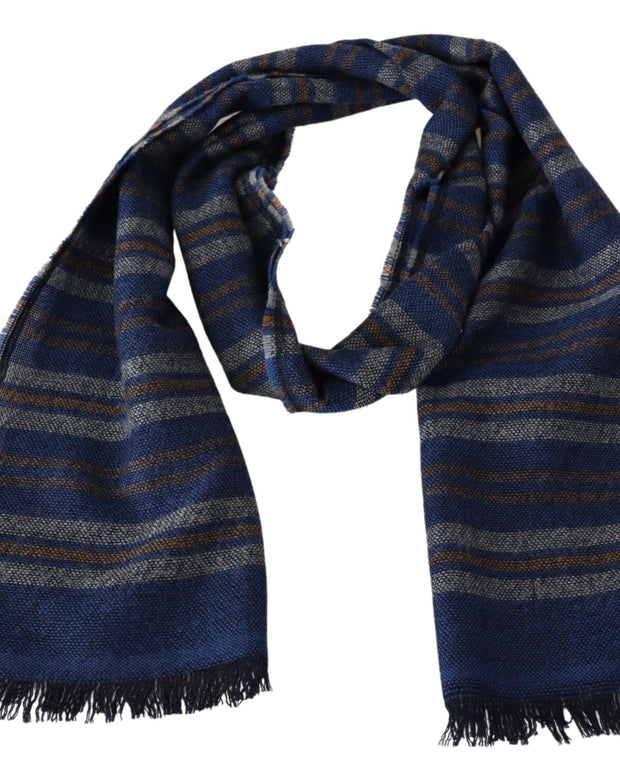 Chic Multicolor Wool Scarf Unisex Fringed Design