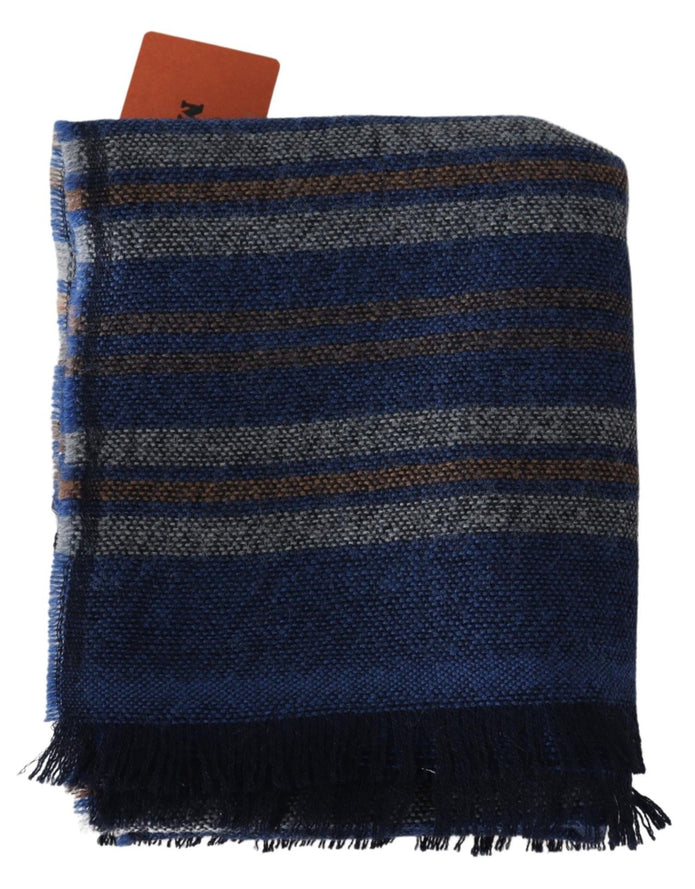 Chic Multicolor Wool Scarf Unisex Fringed Design