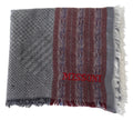 Elegant Wool Striped Logo Scarf