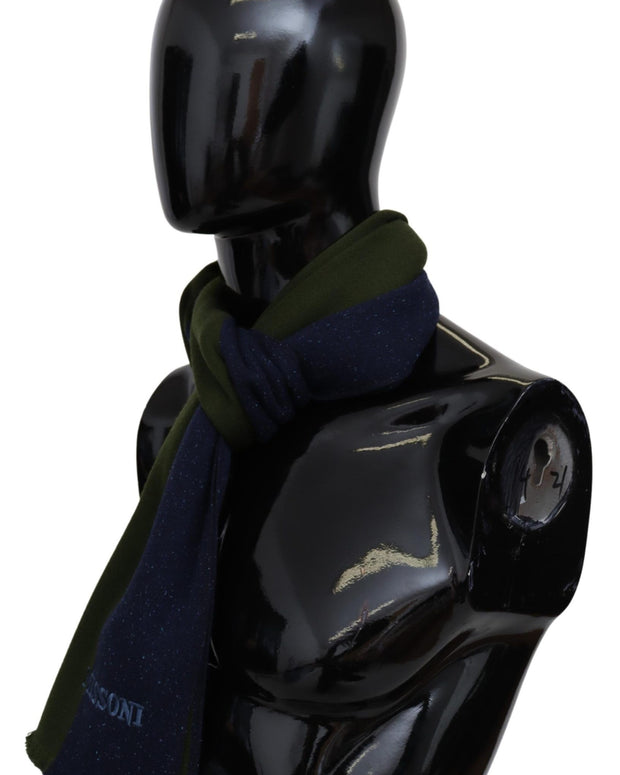 Authentic Wool Scarf with Stripes and Logo Embroidery