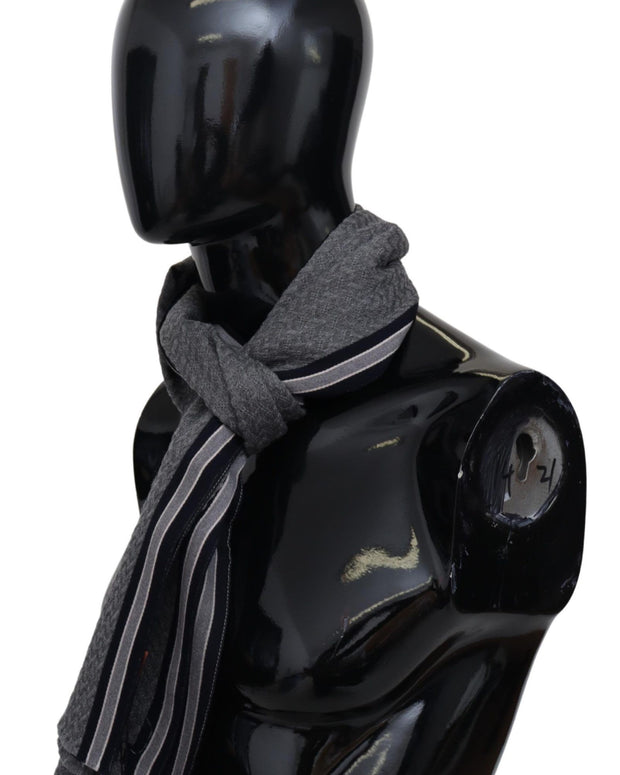 Gray Stripes Pattern 100% Wool Unisex Neck Wrap Scarf