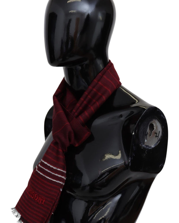 Elegant Wool Silk Blend Striped Scarf