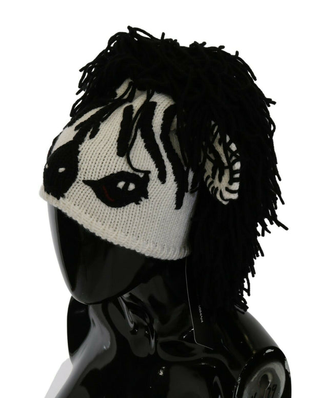 Black White Knitted Cashmere Animal Design Hat
