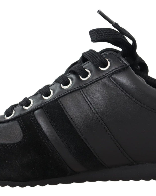 Black Logo Leather Casual Sneakers Shoes
