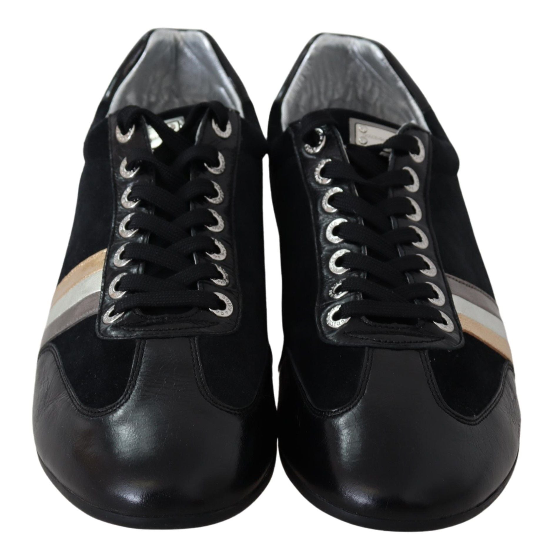 Elegant Black Leather Sport Sneakers