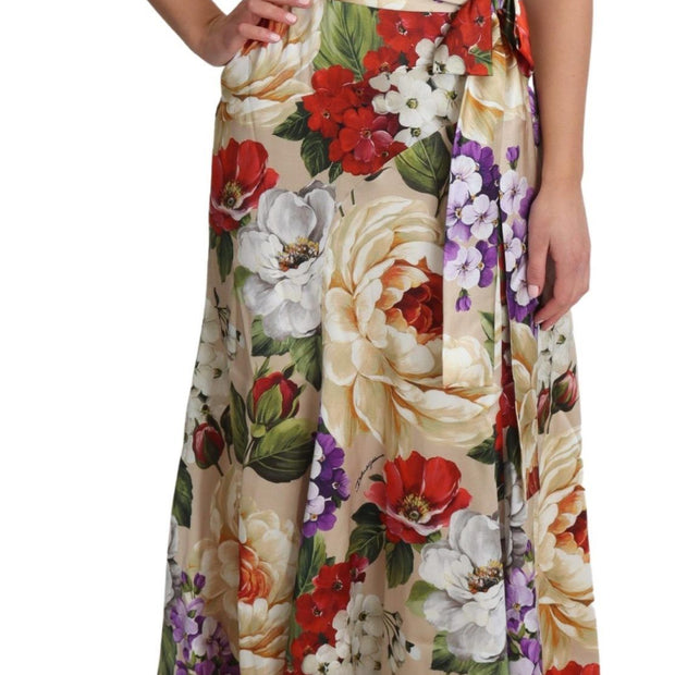 Elegant One-Shoulder Floral Silk Maxi Dress