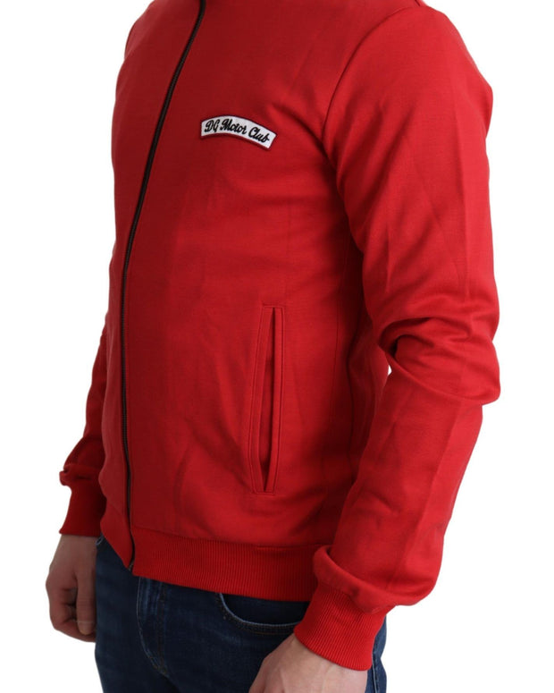 Red DG Motor Club Zippered Cardigan Sweater