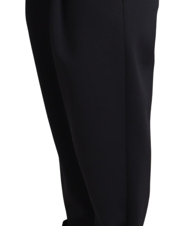 Black Cropped Dress High Waist Polyester Pants