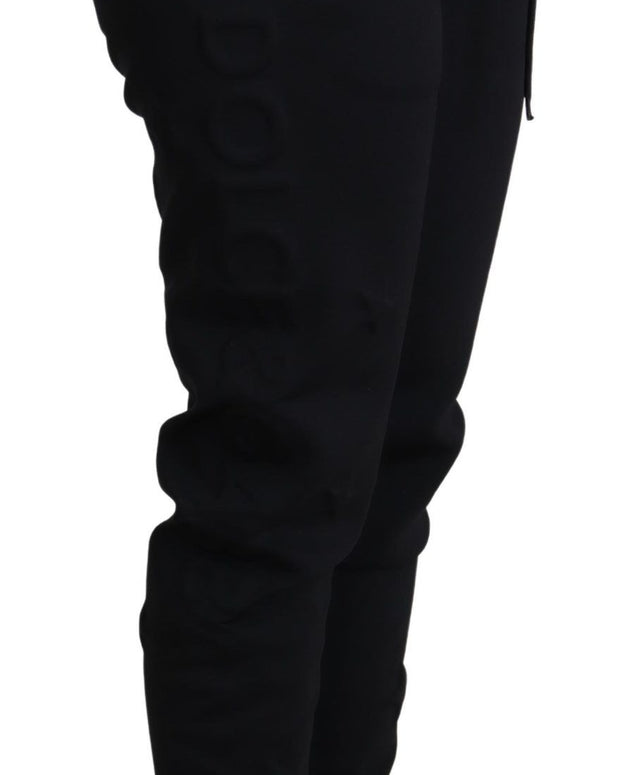 Black Polyester Neoprene Jogger Trouser Pants