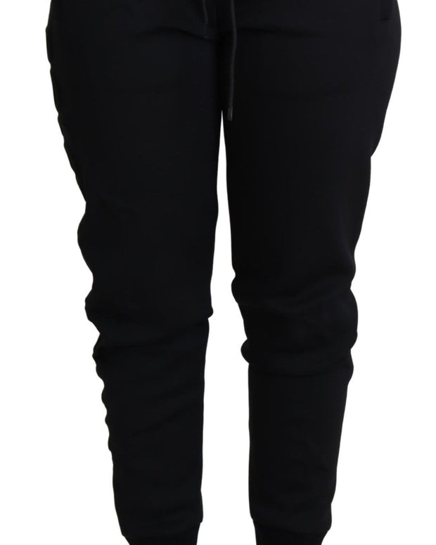 Black Polyester Neoprene Jogger Trouser Pants