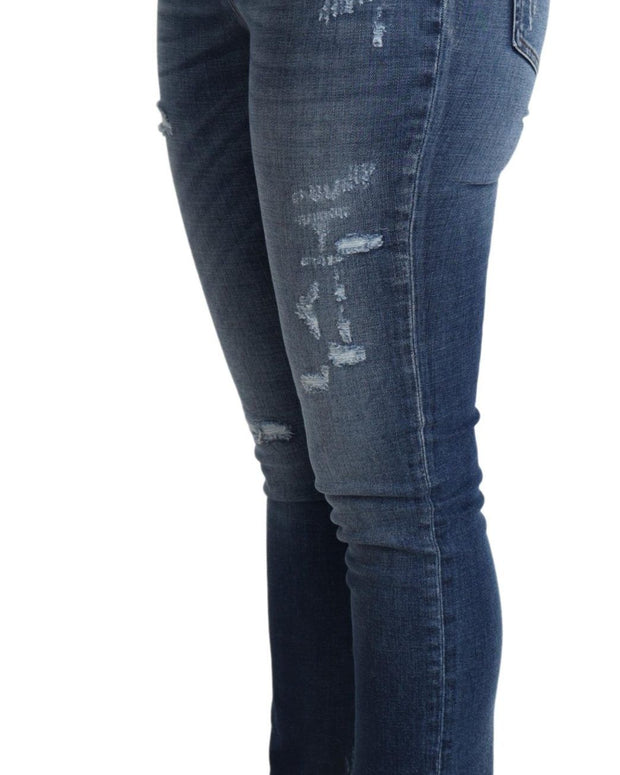 Blue Embellished Skinny Trouser Cotton Jeans