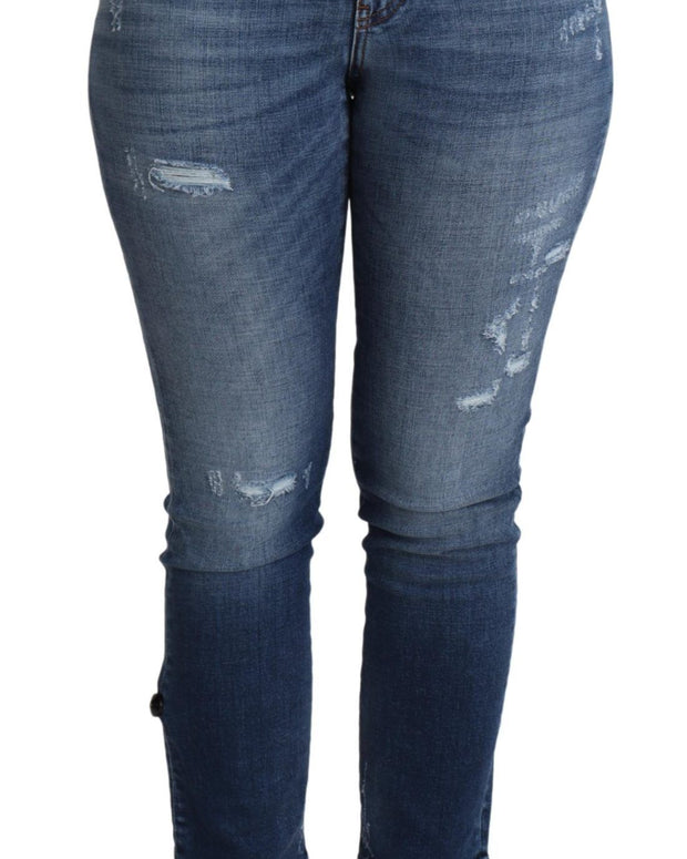 Blue Embellished Skinny Trouser Cotton Jeans