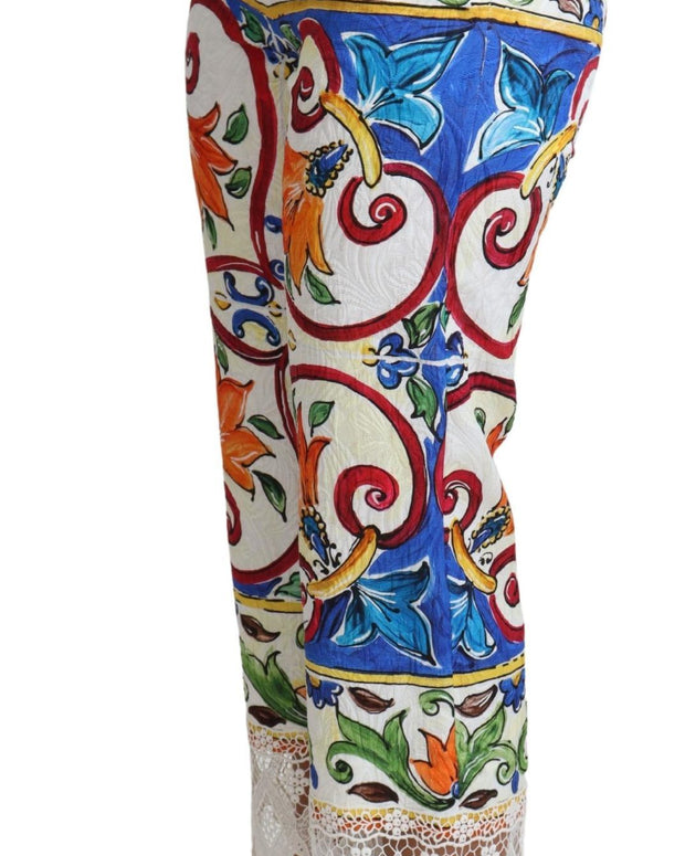 Multicolor Majolica Print Trouser  Cotton Pants